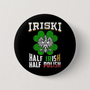 St Patricks Shamrock Geschenk T-Shirt Iriski Halb Button