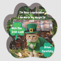 St. Patricks Shamrock Humor Katzen Auto Magnet