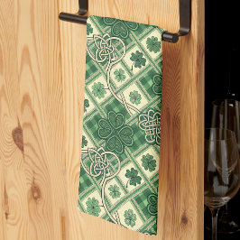 St Patrick's Shamrocks n Intertwined Celtic Knots Geschirrtuch
