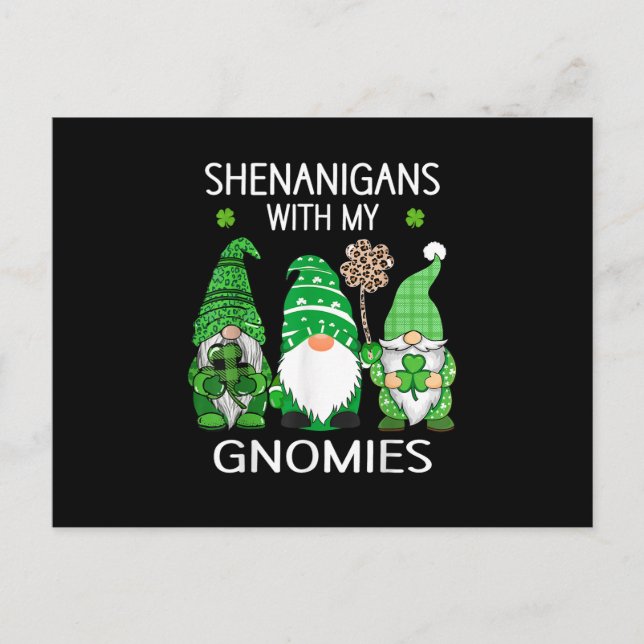 St Patricks Tag Glück Kleeblatt Leopard Gnome Postkarte (Vorderseite)