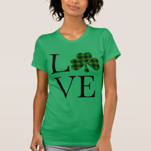 St. Patricks Tag grün schwarz kariert Kleeblatt Li T-Shirt
