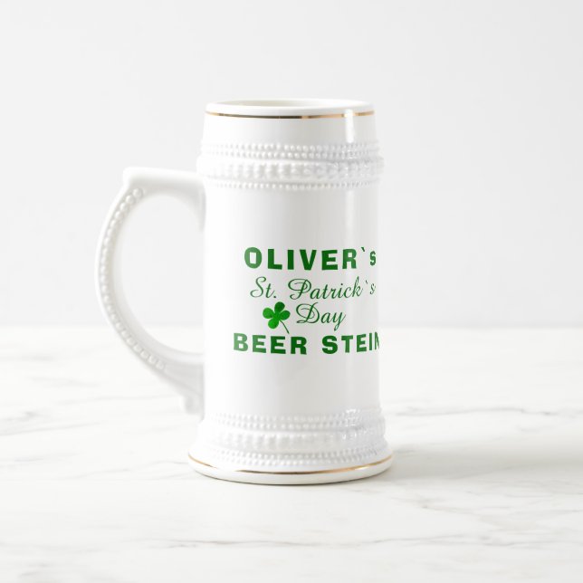 St Patricks Tag Grüner Kleeblatt Name Bierglas (Links)