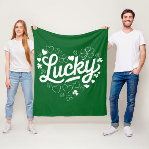 St. Patricks Tag Herz Glücksklee Shamrock  Fleecedecke
