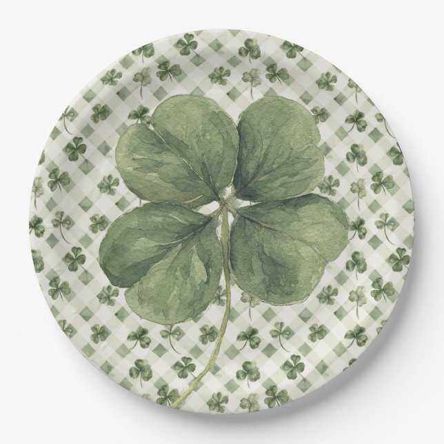 St. Patricks Tag Vierblattklee Pappteller (Vorderseite)
