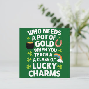 St Patricks Teacher Lucky Charm Clover Irish Einladung