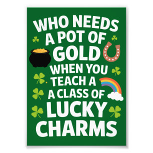 St Patricks Teacher Lucky Charm Clover Irish Fotodruck