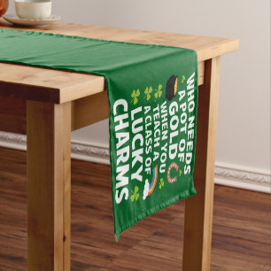 St Patricks Teacher Lucky Charm Clover Irish Kurzer Tischläufer