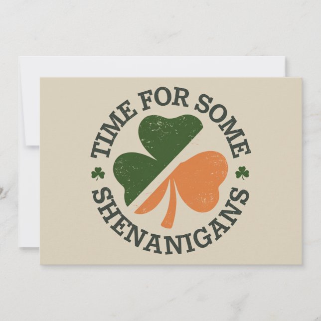 St. Patrick's Time for some Shenanigans Clover Einladung (Vorderseite)