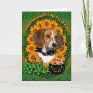 St. Patricks - Topf Gold - Beagle Karte