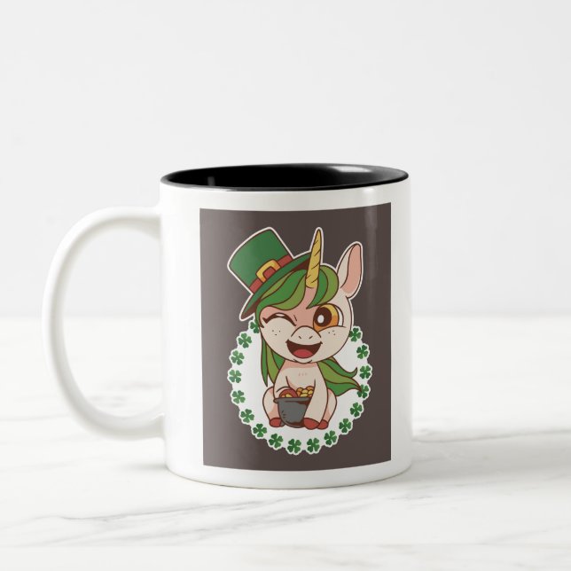 St Patricks Unicorn Zweifarbige Tasse (Links)