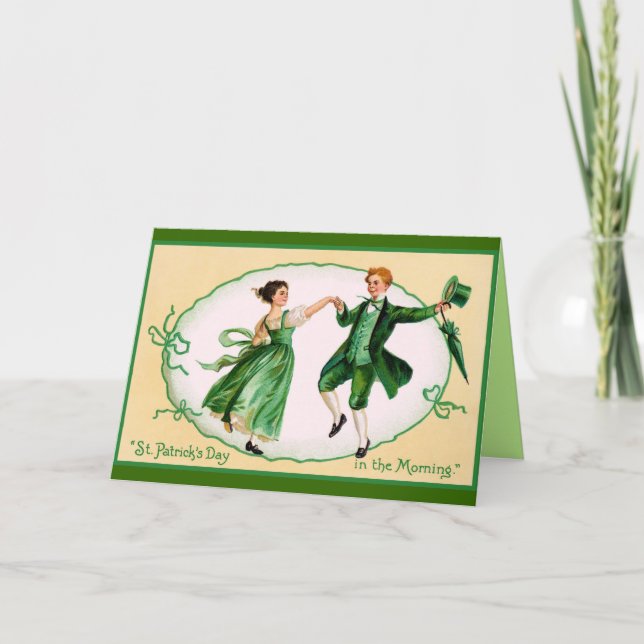 St Patricks Vintage Grußkarte - Couple Dancin Karte (Vorderseite)