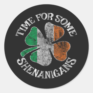 St. Patrick's Zeit für ein paar Schabernack Kleebl Runder Aufkleber