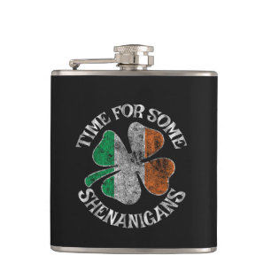 St. Patricks Zeit für ein paar Schabernack Kleebla Flachmann