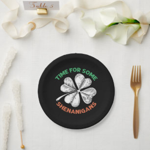 St. Patricks Zeit für einige Schelmereien Kleeblat Pappteller