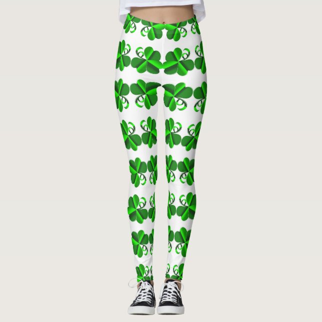 St- Patricktag. Kleeelement Leggings (Vorderseite)