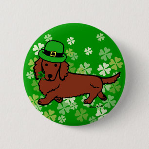 St- PatricktagesDackel-Cartoon Button
