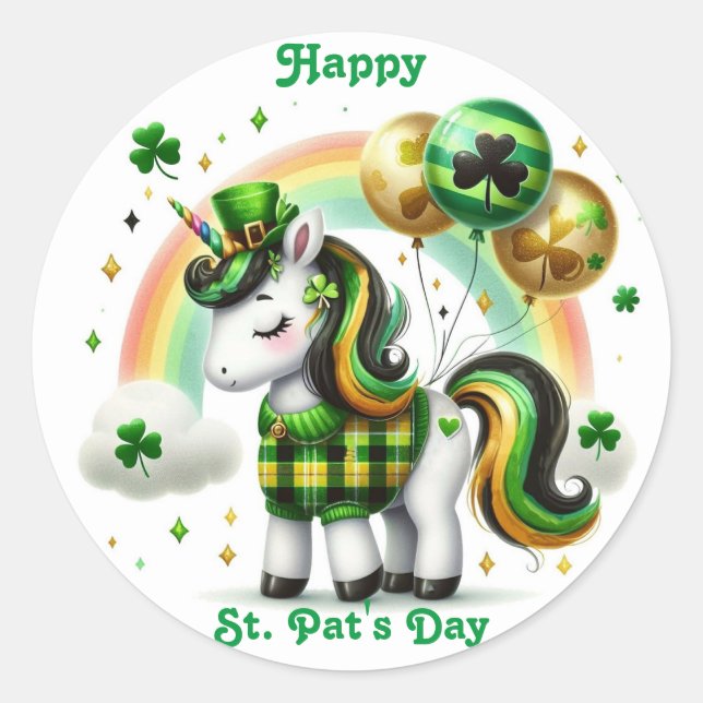 St. Pat's Day Einhorn-Aufkleber Runder Aufkleber (Vorderseite)