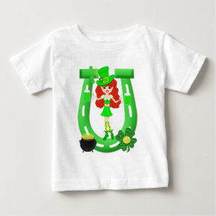 St Pat's Day Redhead Girl Leprechaun Baby T-shirt