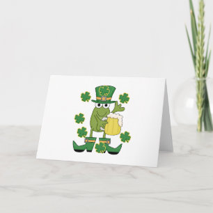 St. Pats Frog mit Bier T - Shirt und Geschenken Feiertagskarte