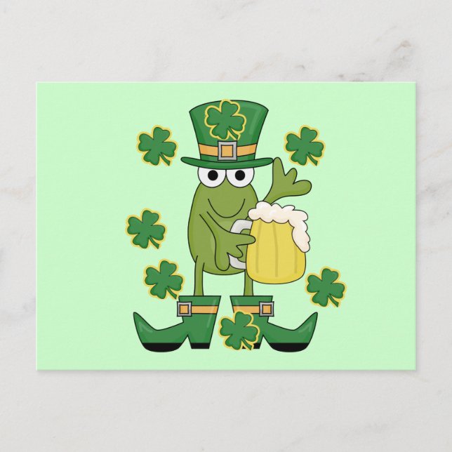 St. Pats Frog mit Bier T - Shirt und Geschenken Postkarte (Vorderseite)