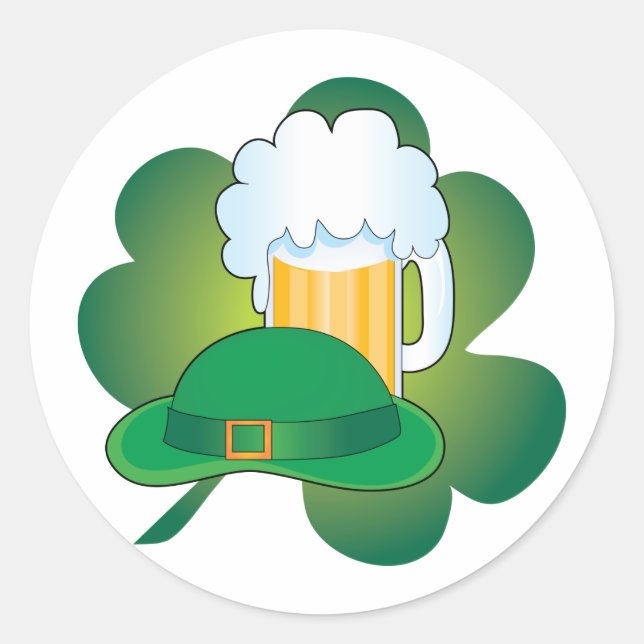 St Pats Hat Runder Aufkleber (Vorderseite)