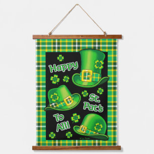 St. Pat's Hats Wood Topped Wall Tapestry Wandteppich Mit Holzrahmen