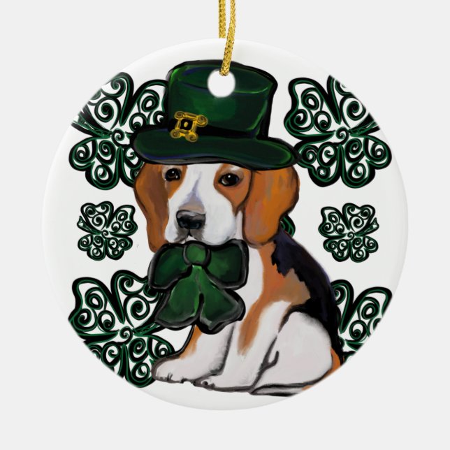 St. Patty Beagle Keramik Ornament (Vorne)