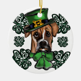 St. Patty Boxer Dog Keramik Ornament