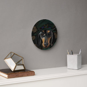 St. Patty Doxie Begrüßung Runde Wanduhr