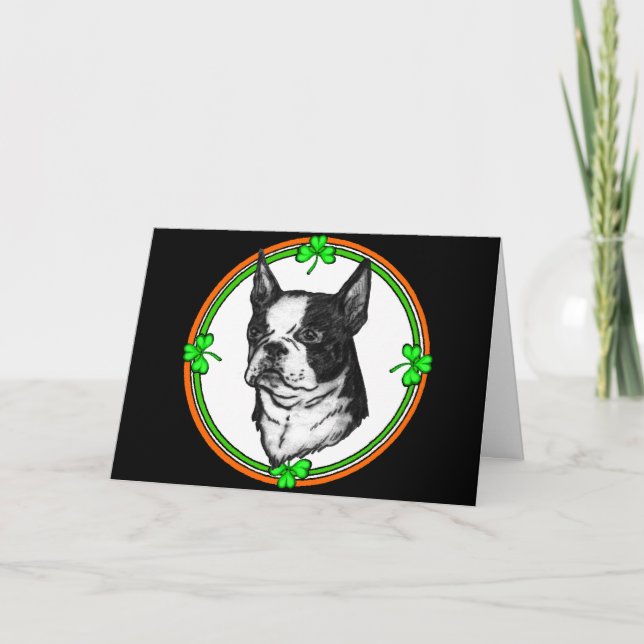 St. Pattys Boston-Terrier Karte (Vorderseite)