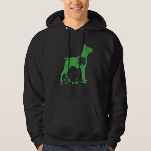St Pattys Day Distressed Boxer Dog Kleeblatt Herz Hoodie