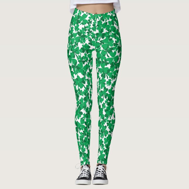 St Pattys Day Kleeblatts Leggings (Vorderseite)