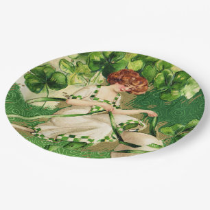 St. Patty's Day Mädchen Papierplatte Pappteller