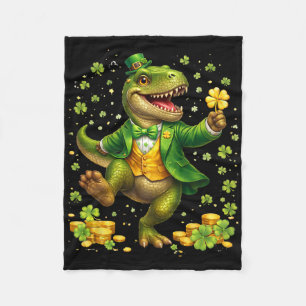 St Pattys Dinosaur trägt Smoking irischer Heiliger Fleecedecke