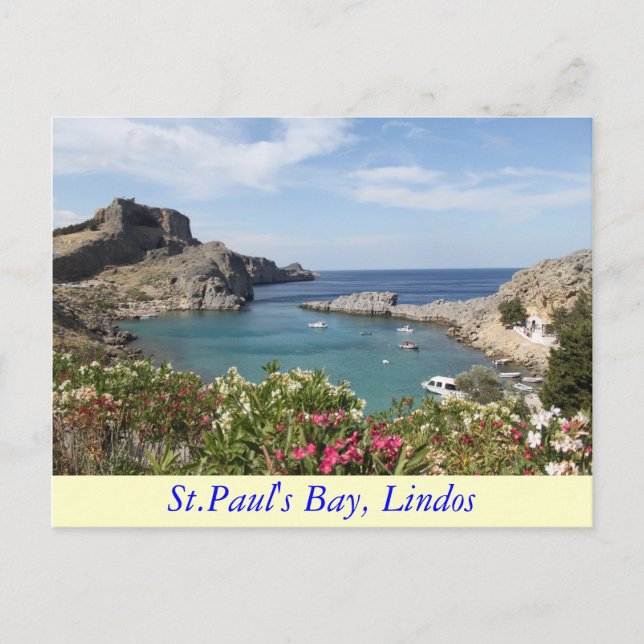 St Paul Bucht, Lindos Postkarte (Vorderseite)