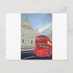 St. Paul Cathedral und London Bus Postkarte