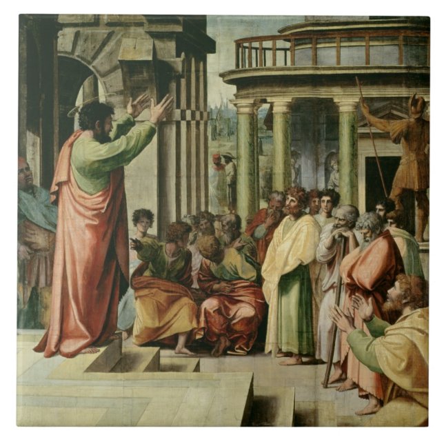 St Paul, das in Athen predigt (Cartoon für das Fliese (Vorderseite)