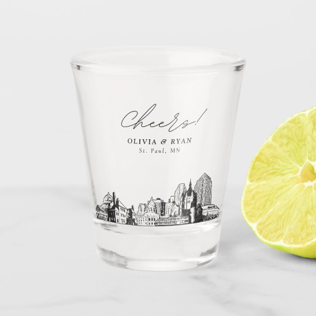 St. Paul Gastgeschenk Hochzeit Personalisiert Chee Schnapsglas (Vorderseite)
