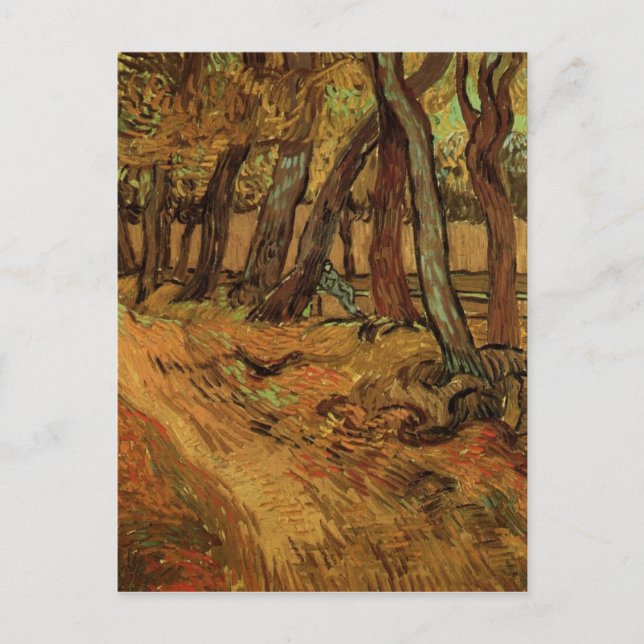 St. Paul Hospital Garden, Figure, Van Gogh Fine Ar Postkarte (Vorderseite)