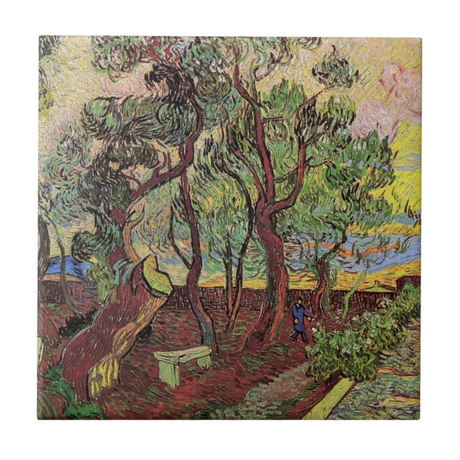 St. Paul Hospital und Garten von Vincent van Gogh Fliese (Vorderseite)