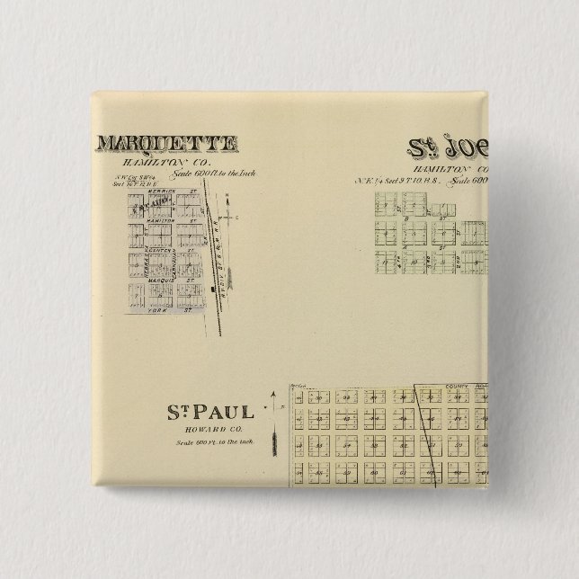 St. Paul, Marquette und St. Joe, Nebraska Button (Vorderseite)