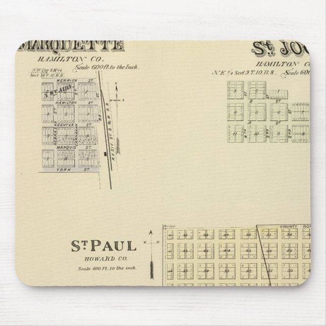 St. Paul, Marquette und St. Joe, Nebraska Mousepad (Vorne)