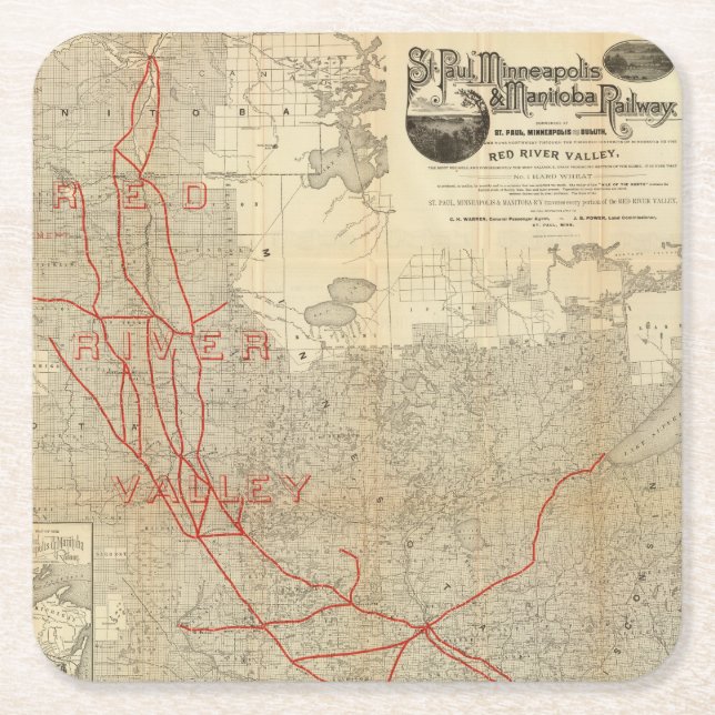 St- Paul, Minneapolis- und Manitoba-Eisenbahn Rechteckiger Pappuntersetzer (Vorderseite)