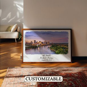 St. Paul Minnesota Poster, Aquarell, Maßgeschneide Poster