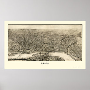 St Paul, panoramische Karte Mangans - 1906 Poster