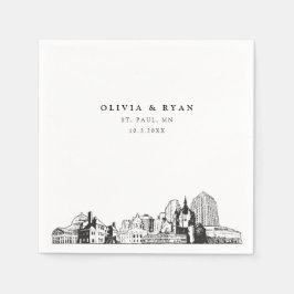 St. Paul Skyline Wedding Paper Cocktail Napkin Serviette
