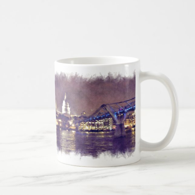 St Paul's Cathedral by Night Fine Art Malerei Kaffeetasse (Rechts)