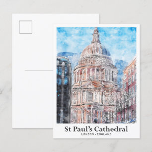 St Paul's Cathedral London Reise Wasserfarbe Postkarte