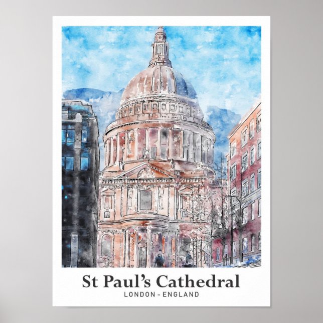 St Paul's Cathedral London Travel Watercolor Poster (Vorne)