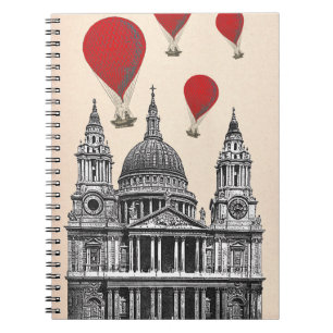 St. Pauls Kathedrale und Red Hot Air Balloons Notizblock